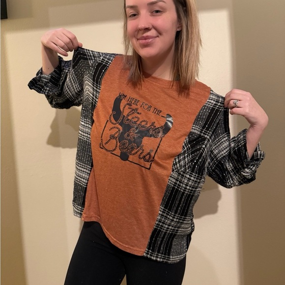 Upcycled steers and beers flannel size M/L (oversized) - Picture 2 of 2